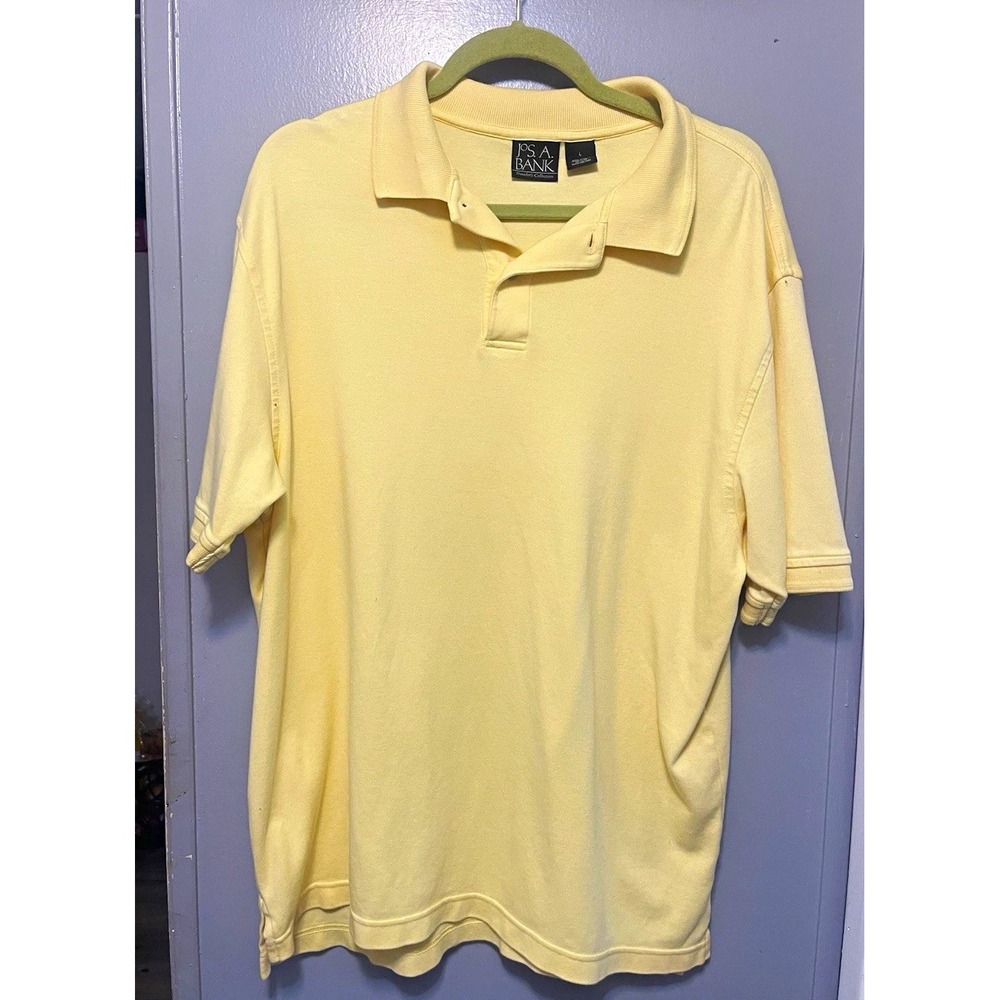 Jos. A. Bank Traveler's Collection Yellow Polo Shirt Short Sleeve Classic L READ